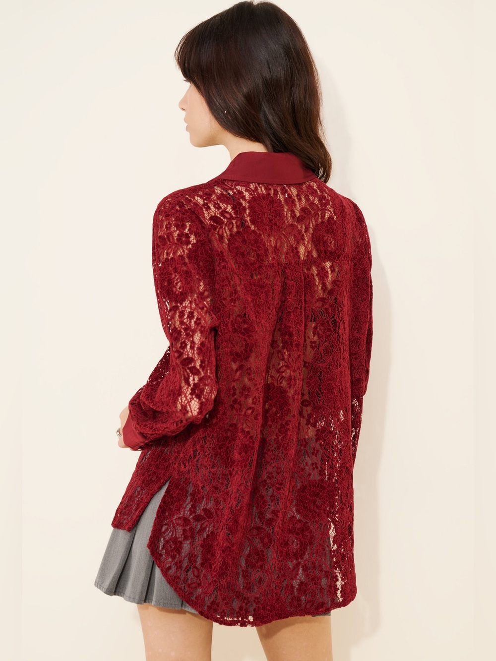 FREE PEOPLE FAITH BUTTONDOWN -
CABERNET size XS - Picture 3 of 11